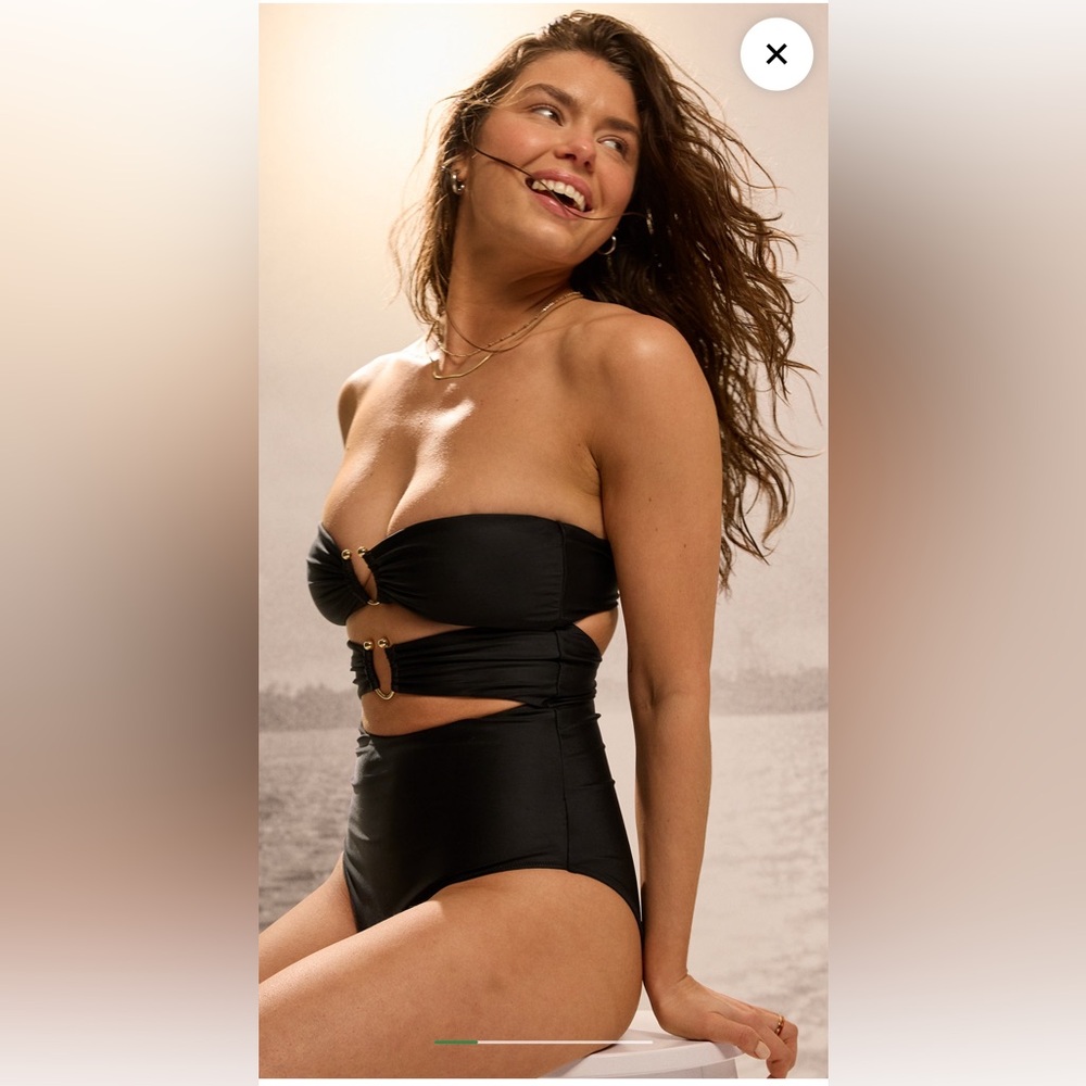 NWT Aerie Black Strapless One Piece Swimsuit